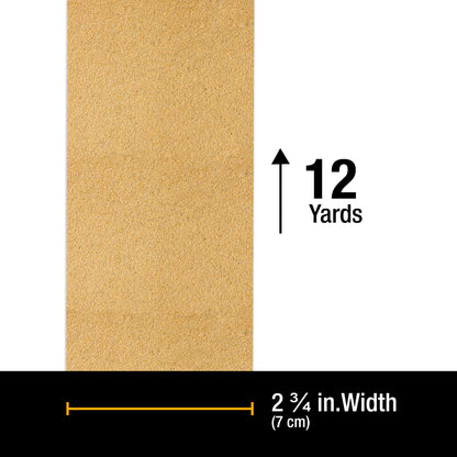 Premium 60 Grit Gold Longboard Continuous Sandpaper Roll, 2-3/4" Wide, 12 Yards Long, Hook & Loop Backing - Automotive, Woodworking Sanding