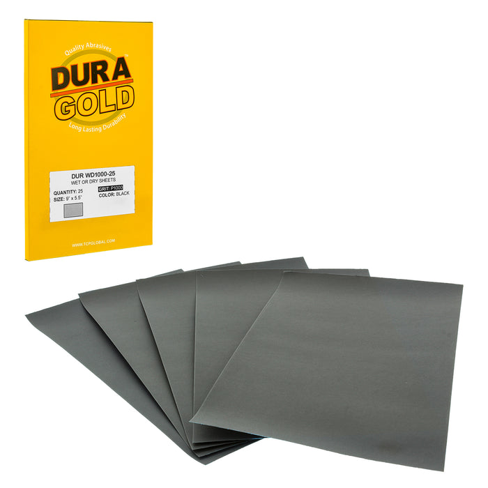 1000 Grit - Wet or Dry Sandpaper Finishing Sheets 5-1/2" x 9" Sheets - Box of 25