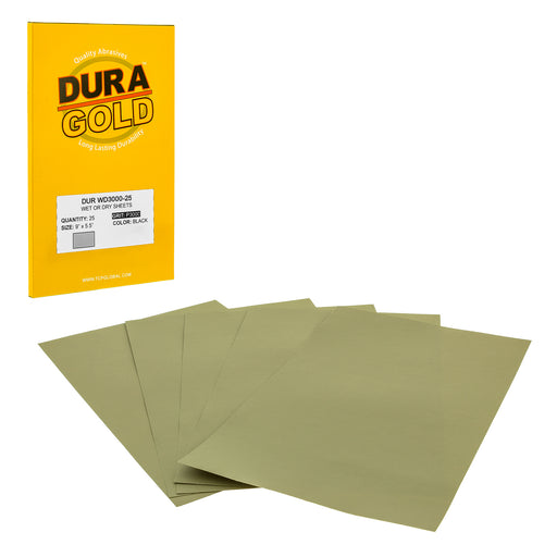 3000 Grit - Wet or Dry Sandpaper Finishing Sheets 5-1/2" x 9" Sheets - Box of 25