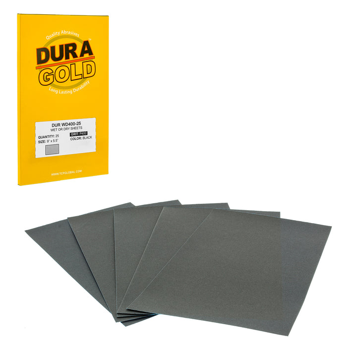 400 Grit - Wet or Dry Sandpaper Finishing Sheets 5-1/2" x 9" Sheets - Box of 25