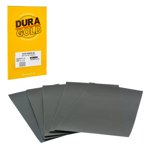 800 Grit - Wet or Dry Sandpaper Finishing Sheets 5-1/2" x 9" Sheets - Box of 25