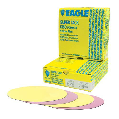 778-1200 - 6 inch Super-Tack Yellow-Film Discs - Grit P1200 - 50 Discs/ Box