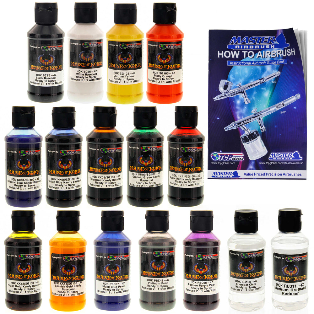 14 Color Fire Kit - Kandy, Graphic, Metallic and Pearl Basecoats, 4 oz (Ready-to-Spray)