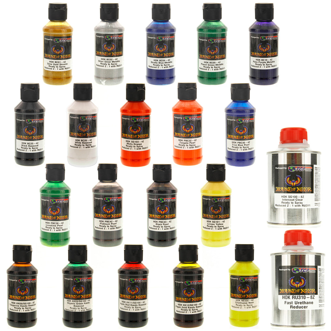 Top 19 Color Pro Set - Kandy, Graphic, Metallic and Pearl Basecoats, 4 oz (Ready-to-Spray)