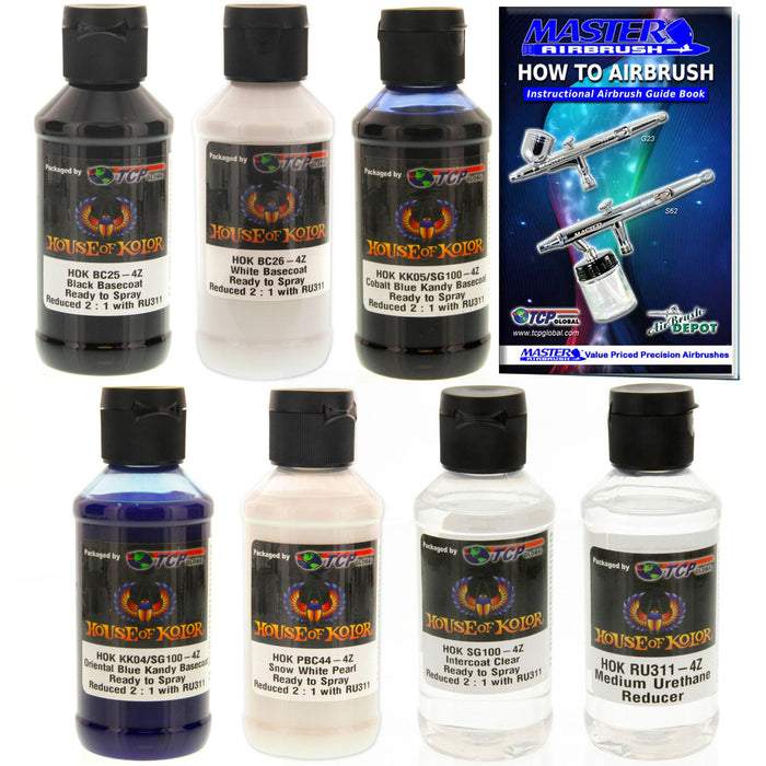5 Color True Blue Fire Kit - Kandy, Graphic and Pearl Basecoats, 4 oz (Ready-to-Spray)