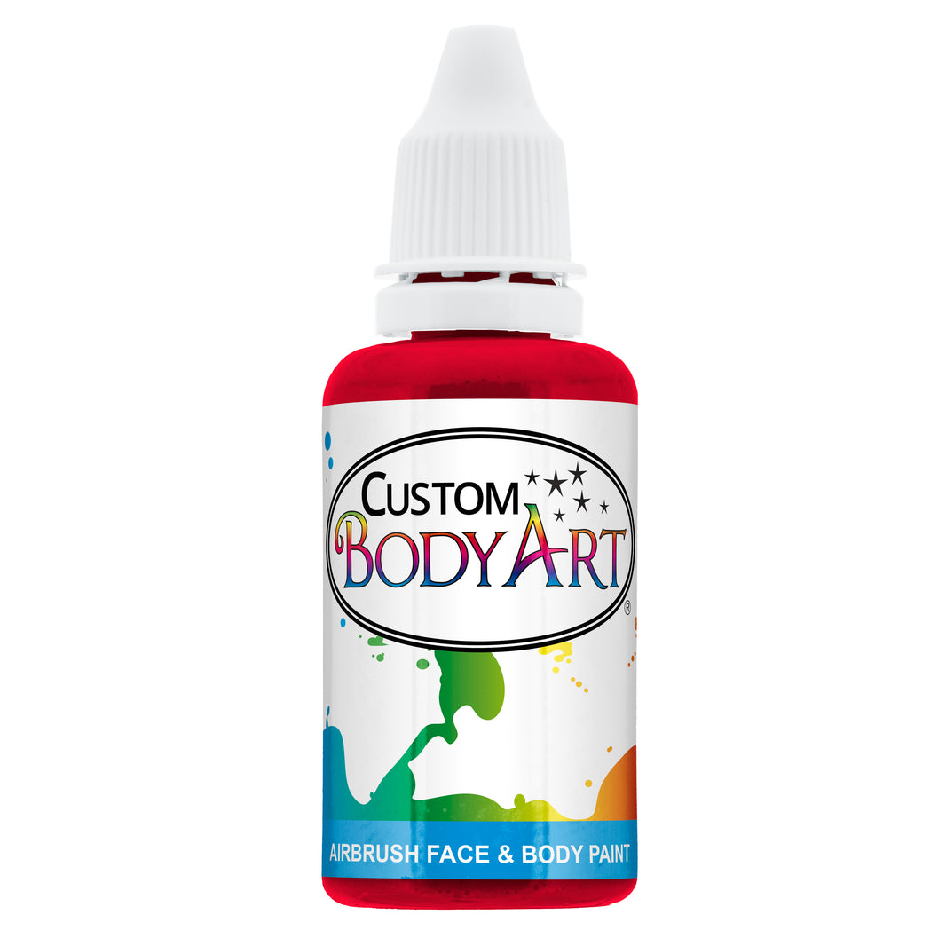 1 oz Red Water-Based Air Brush Paint for Skin - Face & Body Airbrush Paint for Halloween, Cosplay, Theatrical Makeup & Temporary Tattoos