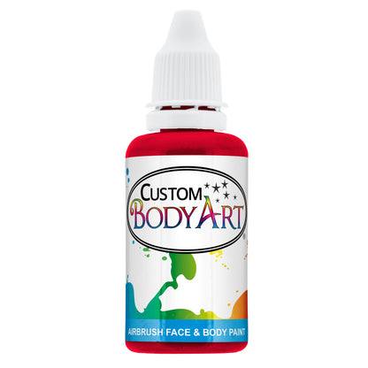 1 oz Red Water-Based Air Brush Paint for Skin - Face & Body Airbrush Paint for Halloween, Cosplay, Theatrical Makeup & Temporary Tattoos