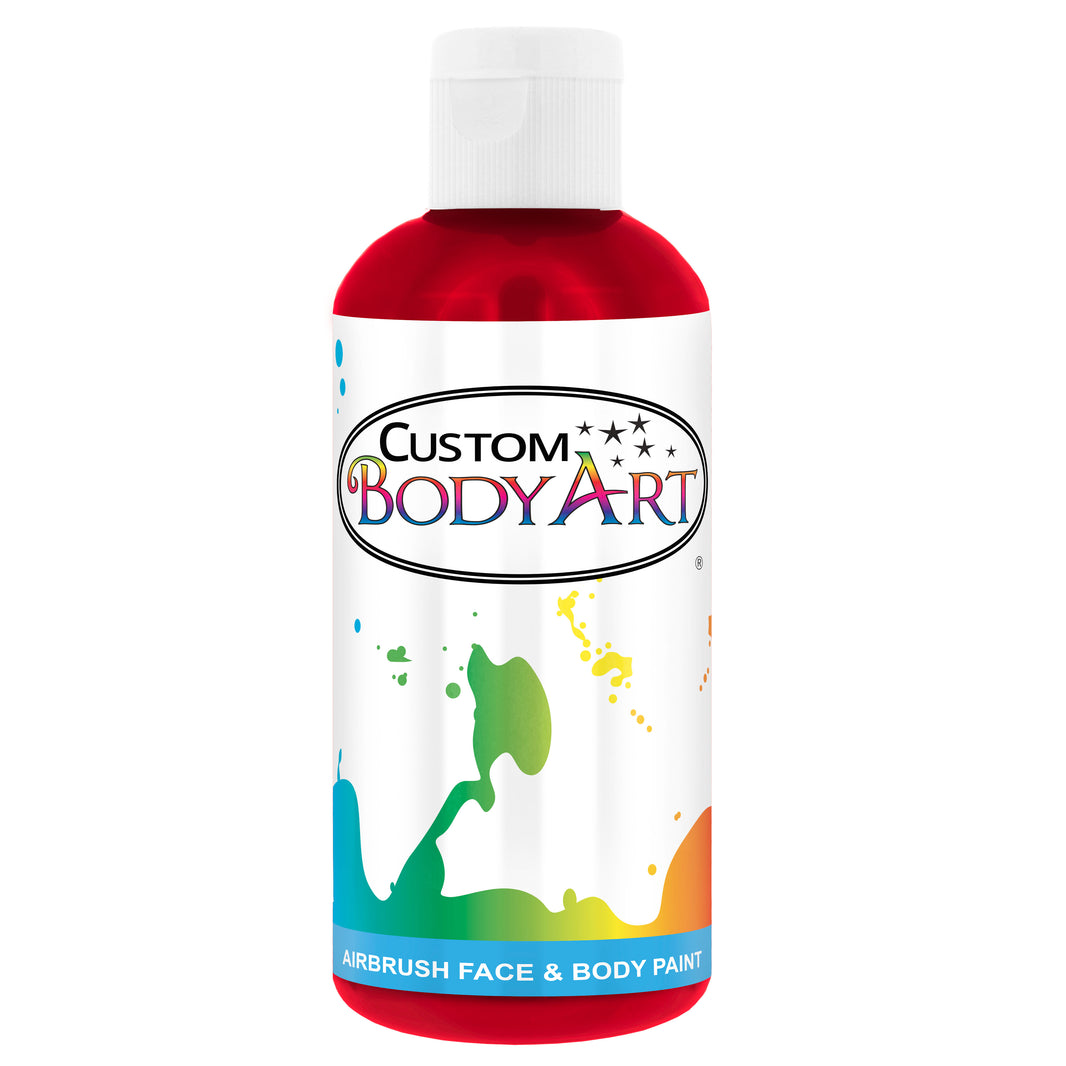 8 oz Red Water-Based Air Brush Paint for Skin - Face & Body Airbrush Paint for Halloween, Cosplay, Theatrical Makeup & Temporary Tattoos