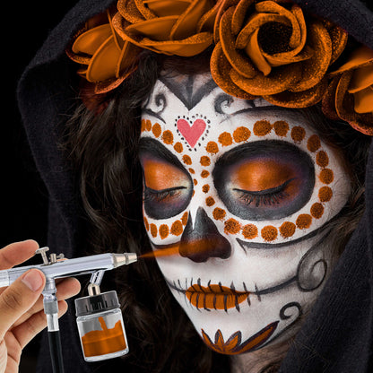 8 oz Orange Water-Based Air Brush Paint for Skin - Face & Body Airbrush Paint for Halloween, Cosplay, Theatrical Makeup & Temporary Tattoos