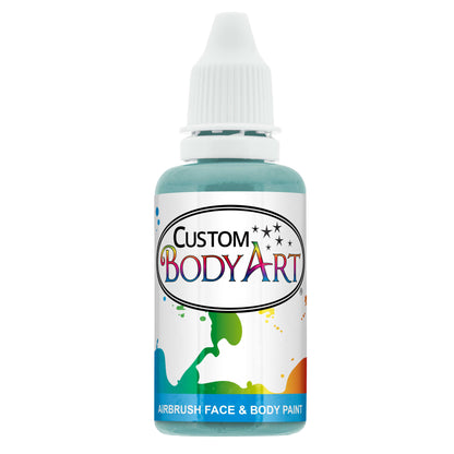 1 oz Aqua Blue Water-Based Air Brush Paint for Skin - Face & Body Airbrush Paint for Halloween, Cosplay, Theatrical Makeup & Temporary Tattoos