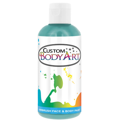 8 oz Aqua Blue Water-Based Air Brush Paint for Skin - Face & Body Airbrush Paint for Halloween, Cosplay, Theatrical Makeup & Temporary Tattoos