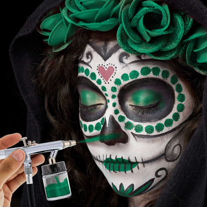 1 oz Emerald Water-Based Air Brush Paint for Skin - Face & Body Airbrush Paint for Halloween, Cosplay, Theatrical Makeup & Temporary Tattoos