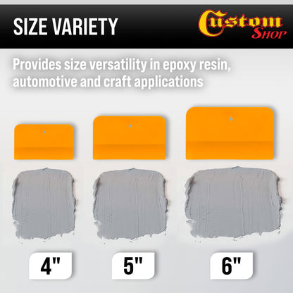 4, 5, & 6 Inch Plastic Body Filler Spreader Tools for Automotive Body Fillers, Putties, Glazes, Epoxy Resin, Caulk, Glues - Plastic Spreader Tool