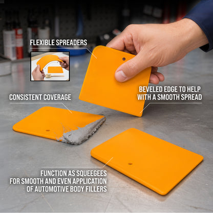 4, 5, & 6 Inch Plastic Body Filler Spreader Tools for Automotive Body Fillers, Putties, Glazes, Epoxy Resin, Caulk, Glues - Plastic Spreader Tool