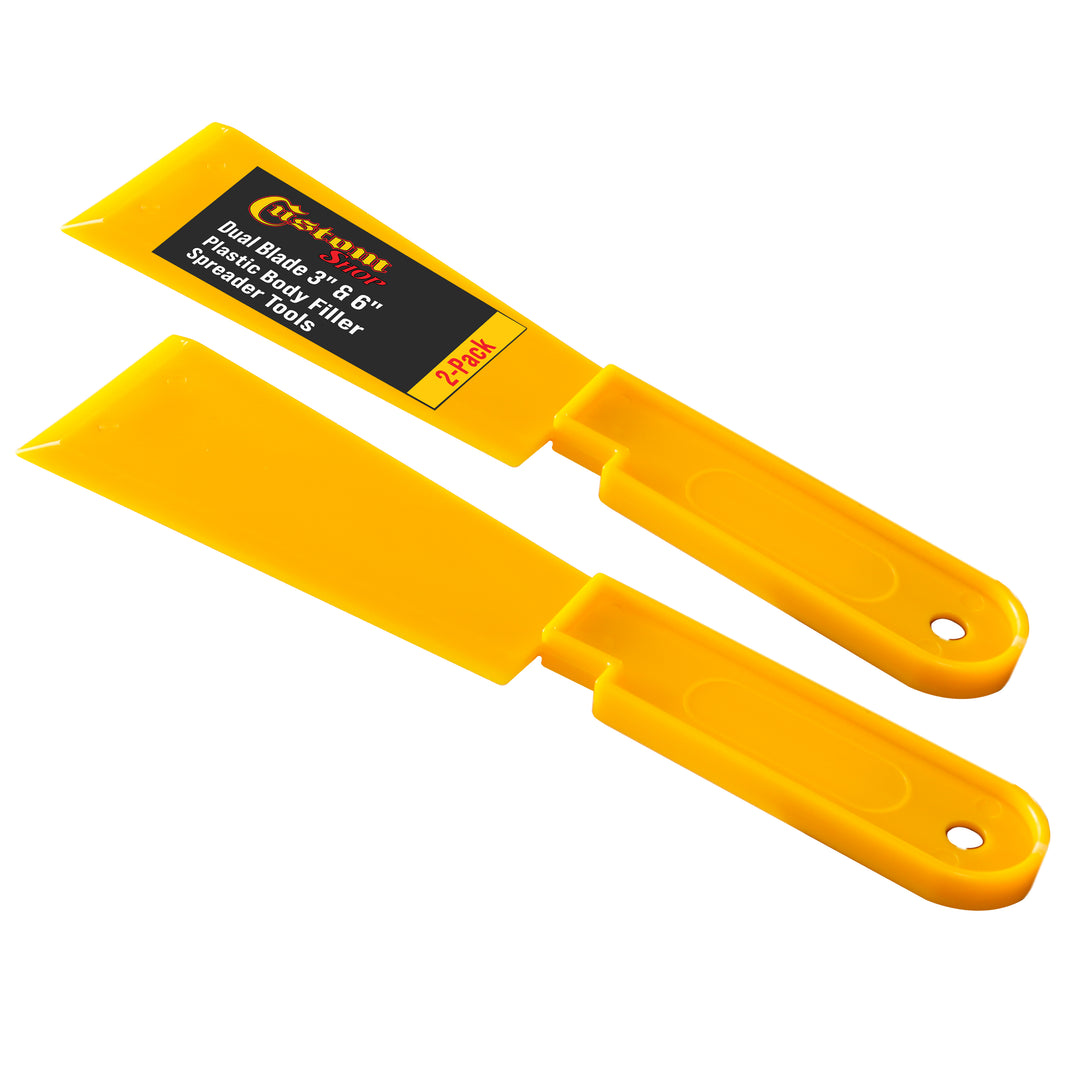 3 & 6 Inch Wide, Long Handle Plastic Body Filler Spreader Tools (2 Pack) for Automotive Body Fillers, Putties, Glazes, Epoxy Resin, Caulk, Glues
