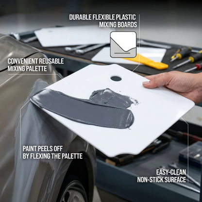 12 x 12 Inch Plastic Body Filler Mixing Palette (2 Pack) for Automotive Body Fillers, Putties, Glazes, Epoxy Resin, Fiberglass, Paint, Caulk, Glues &