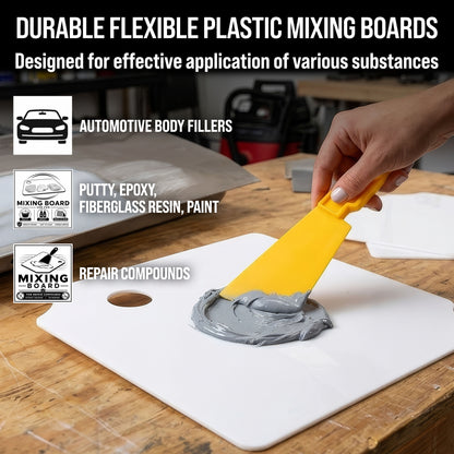 12 x 12 Inch Plastic Body Filler Mixing Palette (2 Pack) for Automotive Body Fillers, Putties, Glazes, Epoxy Resin, Fiberglass, Paint, Caulk, Glues &