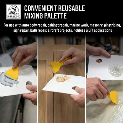12 x 12 Inch Plastic Body Filler Mixing Palette (2 Pack) for Automotive Body Fillers, Putties, Glazes, Epoxy Resin, Fiberglass, Paint, Caulk, Glues &