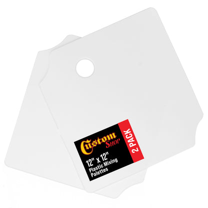 12 x 12 Inch Plastic Body Filler Mixing Palette (2 Pack) for Automotive Body Fillers, Putties, Glazes, Epoxy Resin, Fiberglass, Paint, Caulk, Glues &
