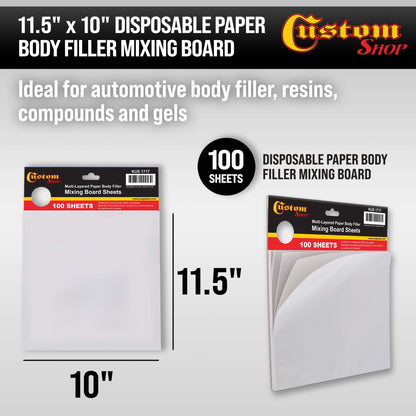 Multi-Layered Disposable Paper Body Filler Mixing Board (100 Sheets) - Automotive Body Filler Spreader Board, Clean Sheets for Mixing