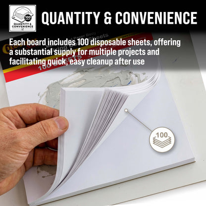 Multi-Layered Disposable Paper Body Filler Mixing Board (100 Sheets) - Automotive Body Filler Spreader Board, Clean Sheets for Mixing