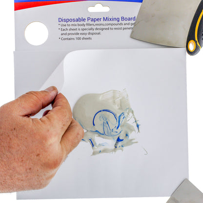 Multi-Layered Disposable Paper Body Filler Mixing Board (100 Sheets) - Automotive Body Filler Spreader Board, Clean Sheets for Mixing