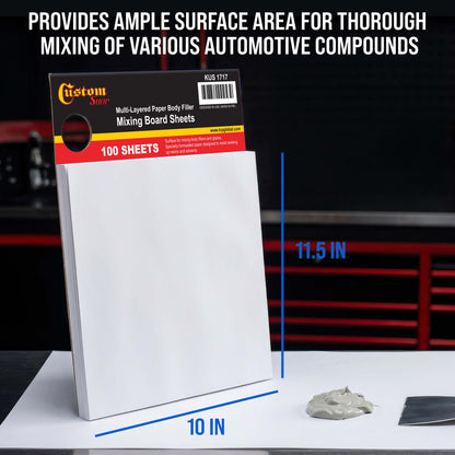 Multi-Layered Disposable Paper Body Filler Mixing Board (100 Sheets) - Automotive Body Filler Spreader Board, Clean Sheets for Mixing