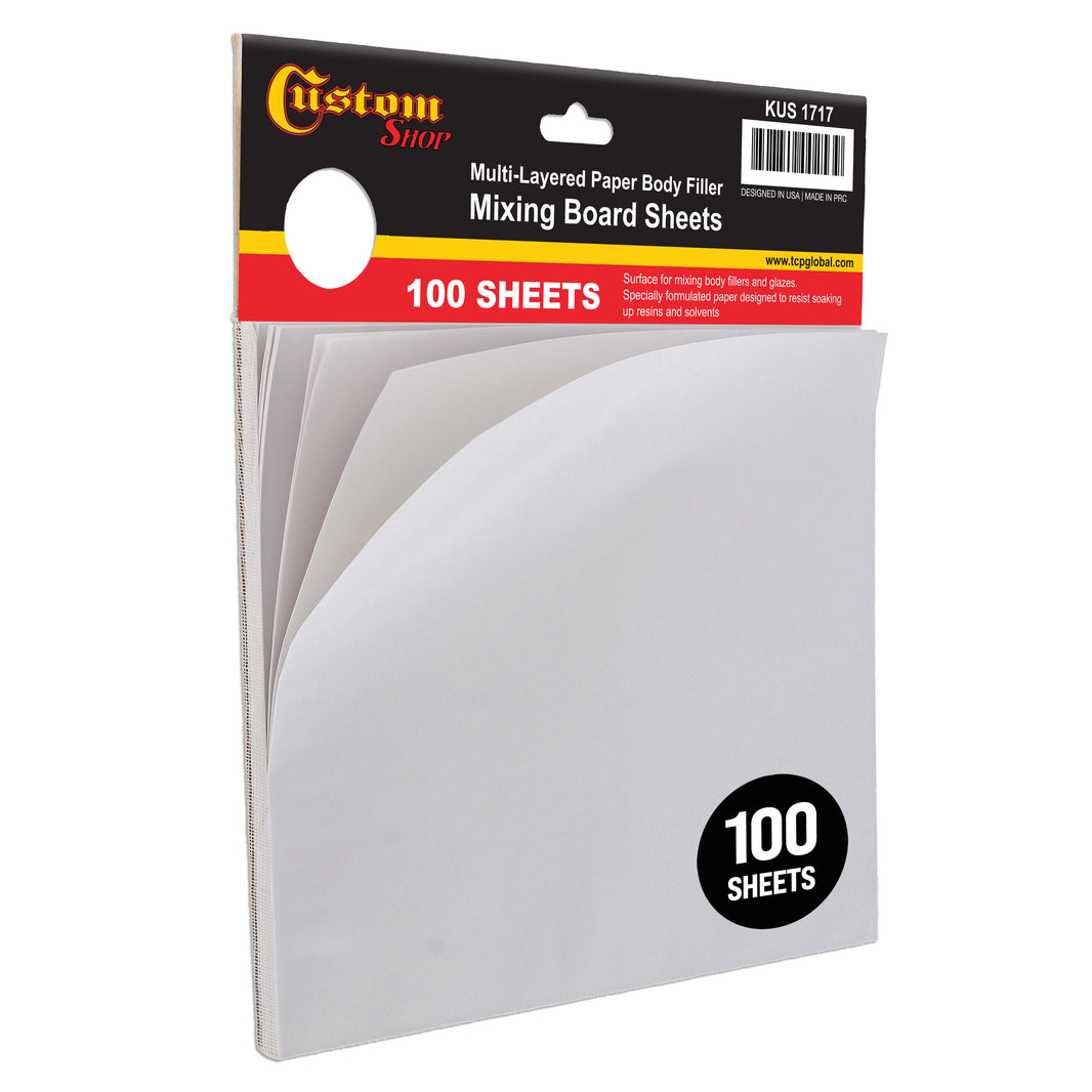 Multi-Layered Disposable Paper Body Filler Mixing Board (100 Sheets) - Automotive Body Filler Spreader Board, Clean Sheets for Mixing