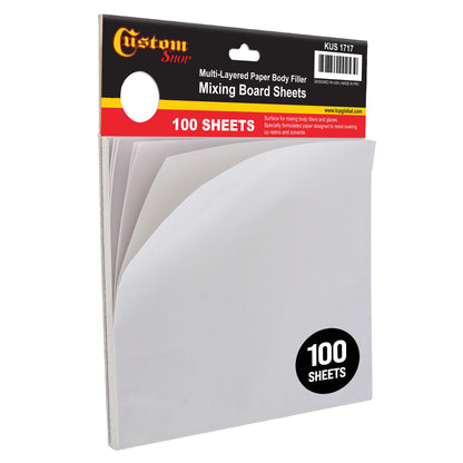 Multi-Layered Disposable Paper Body Filler Mixing Board (100 Sheets) - Automotive Body Filler Spreader Board, Clean Sheets for Mixing