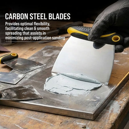 4-Piece Carbon Spring Steel Body Filler Spreaders & Putty Scraper Set with Ergonomic Handles 2”, 3”, 4”, 6”