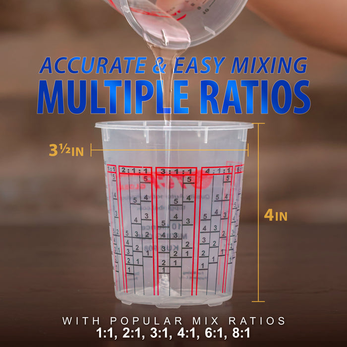 Custom Shop Paint Mixing Cups, 10-Ounce (12 Pack) - Plastic Measuring Cups for Liquids, Automotive Painting, Epoxy Resin, Acrylic Arts, Crafts, Disposable or Reusable, Graduated, Mixing Ratios