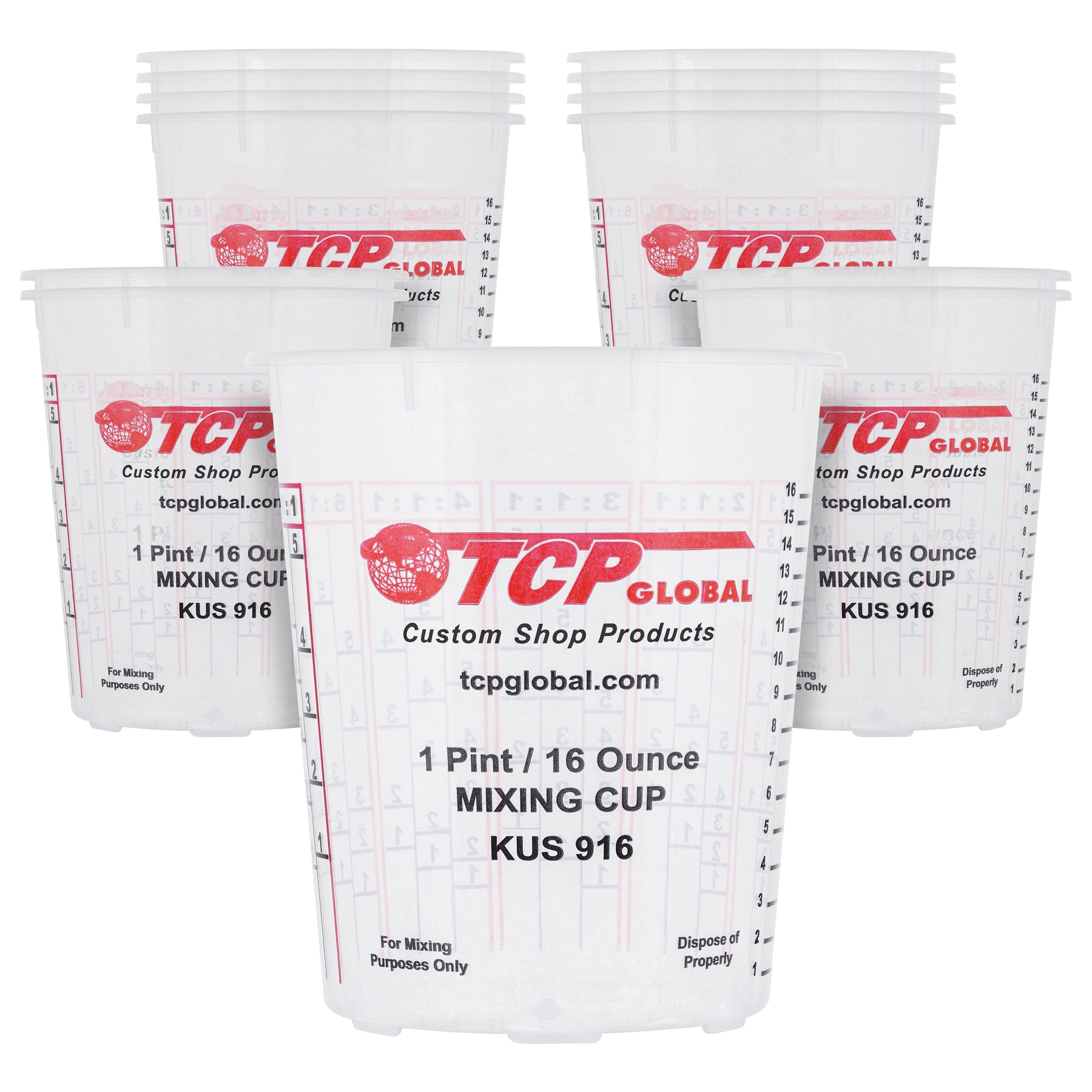 Pack of 12 Each - 16 Ounce Paint Mixing Cups = 1 Pint By Custom Shop