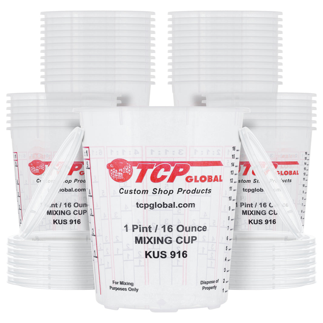 Paint Mixing Cups, 16-Ounce (Box of 36) - Plastic Measuring Cups for Liquids, Automotive Painting, Epoxy Resin, Acrylic Arts, Crafts