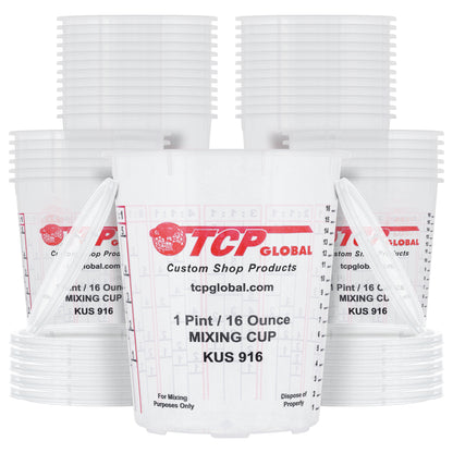 Paint Mixing Cups, 16-Ounce (Box of 36) - Plastic Measuring Cups for Liquids, Automotive Painting, Epoxy Resin, Acrylic Arts, Crafts