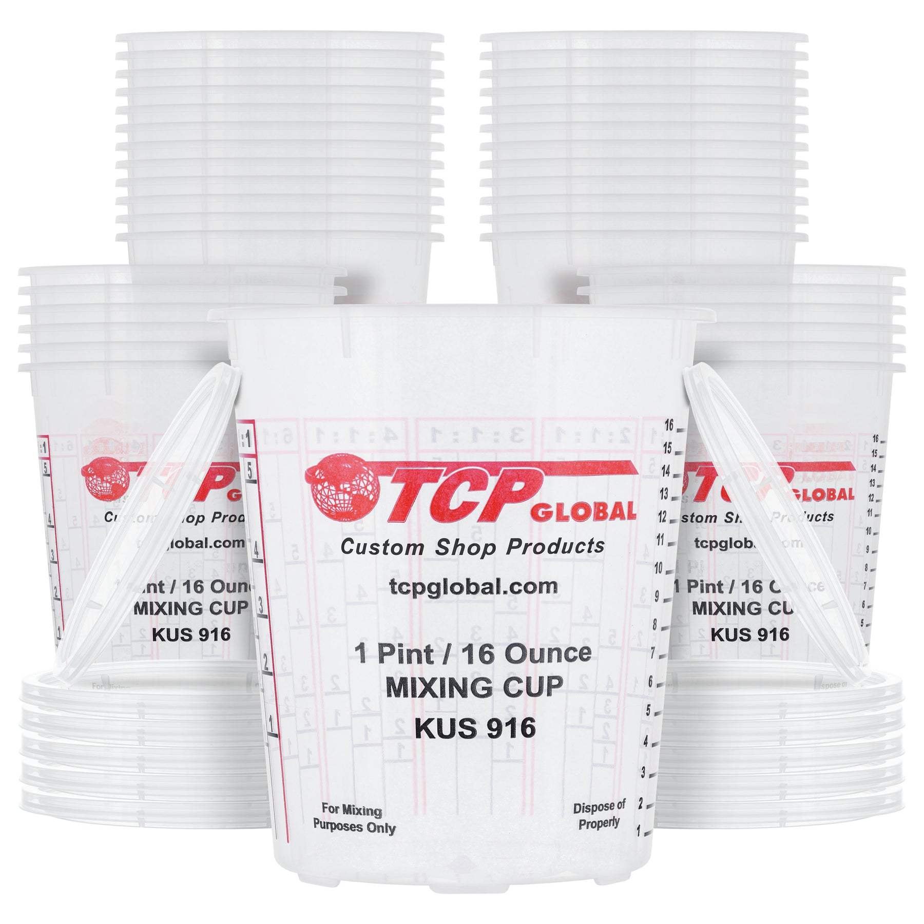 Custom Shop 16-Ounce (1 Pint) Paint & Epoxy Mixing Cup Calibrated Ratios