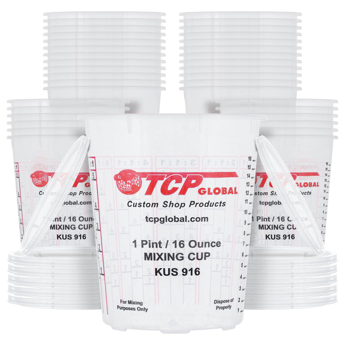 Custom Shop Paint Mixing Cups, 16-Ounce (Box of 36) - Plastic Measuring Cups for Liquids, Automotive Painting, Epoxy Resin, Acrylic Arts, Crafts