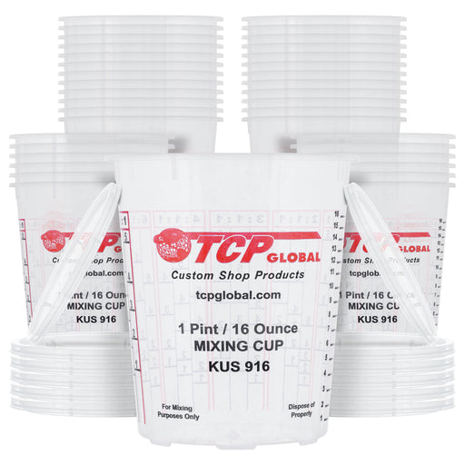 Custom Shop Paint Mixing Cups, 16-Ounce (Box of 36) - Plastic Measuring Cups for Liquids, Automotive Painting, Epoxy Resin, Acrylic Arts, Crafts