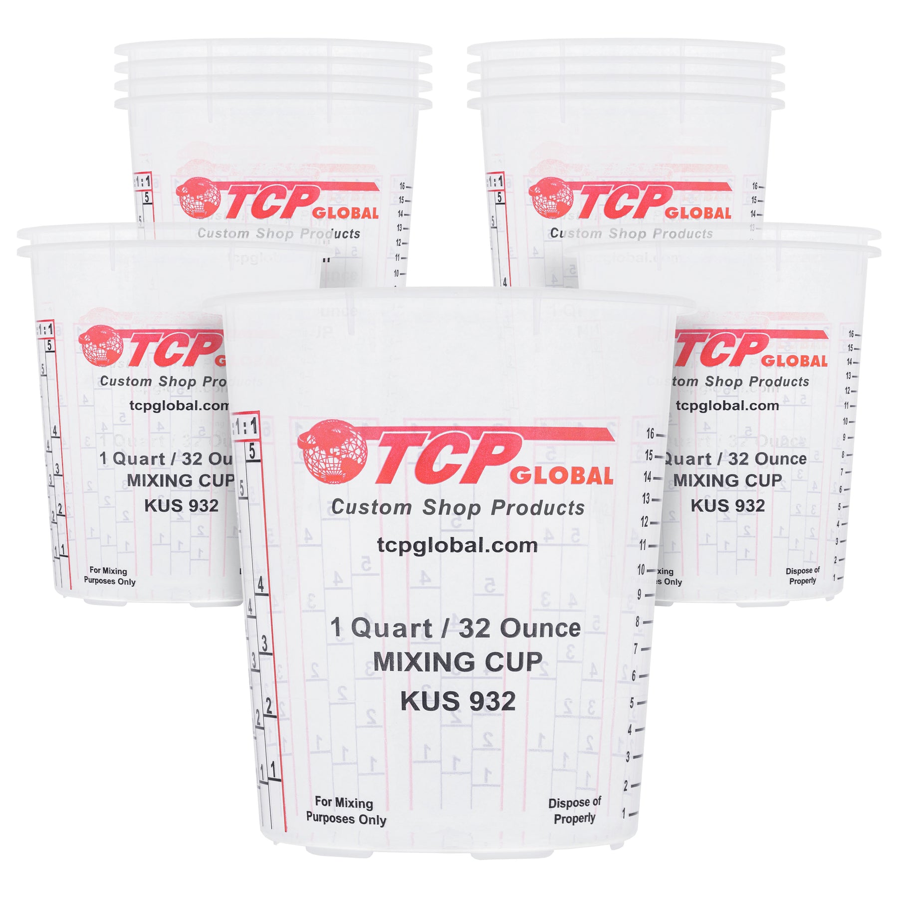 1 Quart Paint Mixing Cup, Quick Mix Measuring, Plastic (12/Pack