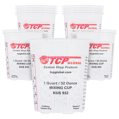 Paint Mixing Cups, 32-Ounce (12 Pack) - Plastic Measuring Cups for Liquids, Automotive Painting, Epoxy Resin, Acrylic Arts, Crafts