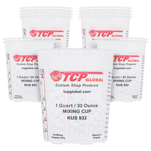 Custom Shop Paint Mixing Cups, 32-Ounce (12 Pack) - Plastic Measuring Cups for Liquids, Automotive Painting, Epoxy Resin, Acrylic Arts, Crafts
