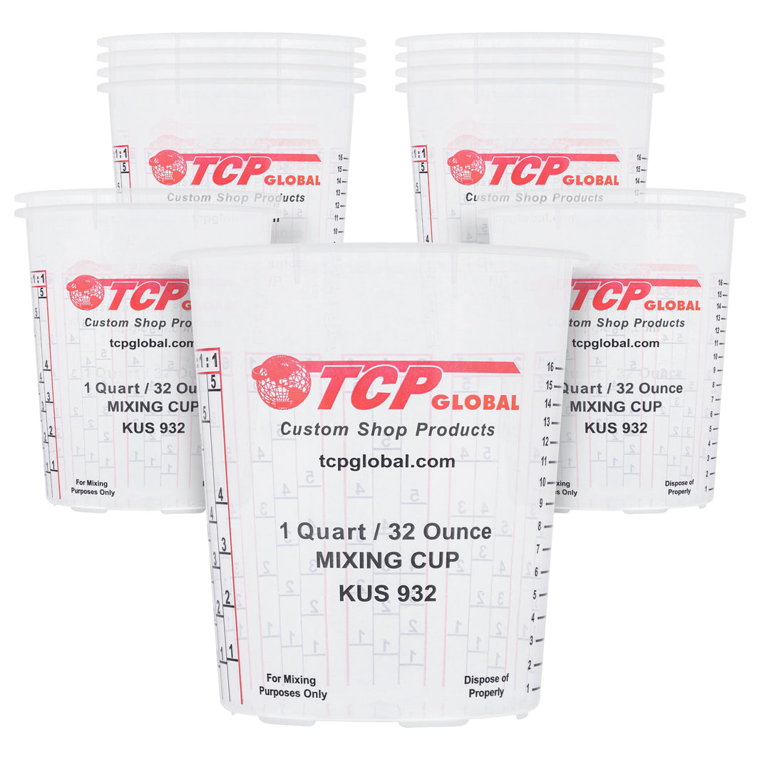 Paint Mixing Cups, 32-Ounce (12 Pack) - Plastic Measuring Cups for Liquids, Automotive Painting, Epoxy Resin, Acrylic Arts, Crafts