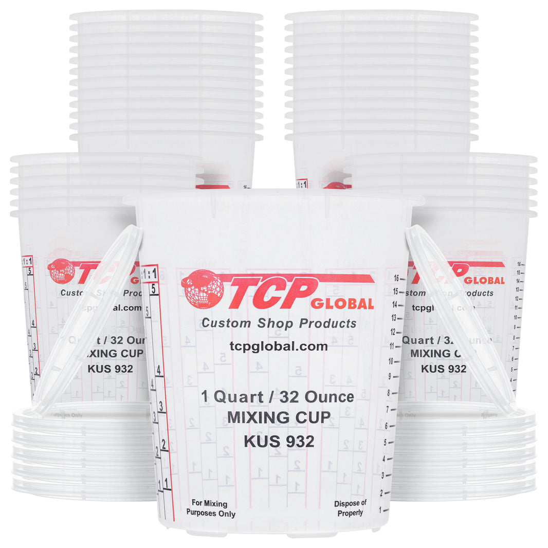 Paint Mixing Cups, 32-Ounce (36 Pack) - Plastic Measuring Cups for Liquids, Automotive Painting, Epoxy Resin, Acrylic Arts, Crafts