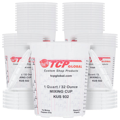 Paint Mixing Cups, 32-Ounce (36 Pack) - Plastic Measuring Cups for Liquids, Automotive Painting, Epoxy Resin, Acrylic Arts, Crafts