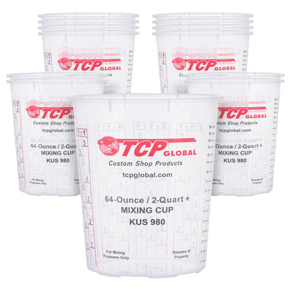 Paint Mixing Cups, 64-Ounce (12 Pack) - Plastic Measuring Cups for Liquids, Automotive Painting, Epoxy Resin, Acrylic Arts, Crafts
