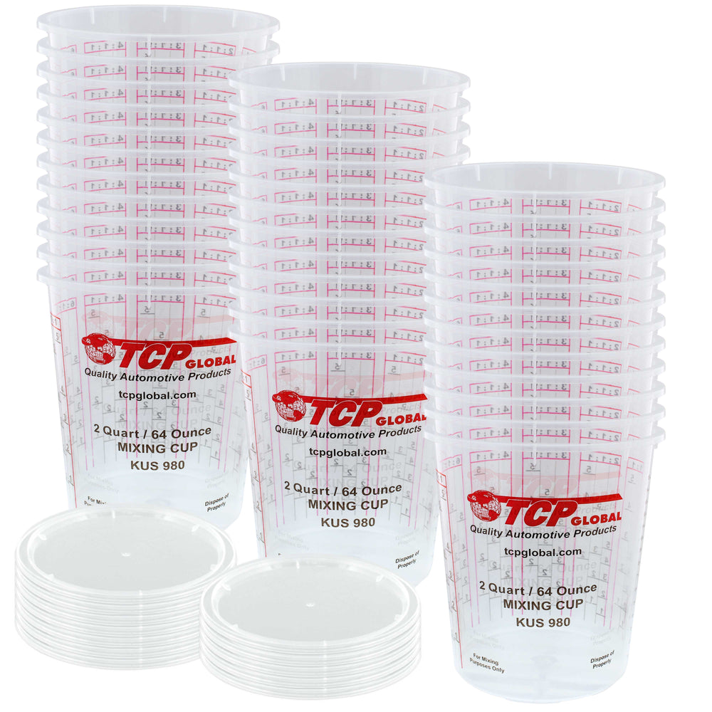 Pack of 12 - Mix Cups - Quart size - 32 ounce Volume Paint and Epoxy Mixing  Cups - Mix Cups Are Calibrated with Multiple Mixing Ratios
