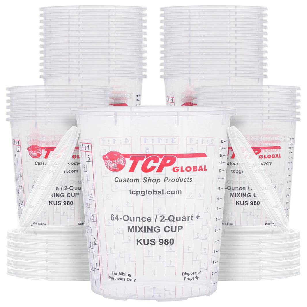 Paint Mixing Cups, 64-Ounce (36 Pack) - Plastic Measuring Cups for Liquids, Automotive Painting, Epoxy Resin, Acrylic Arts, Crafts