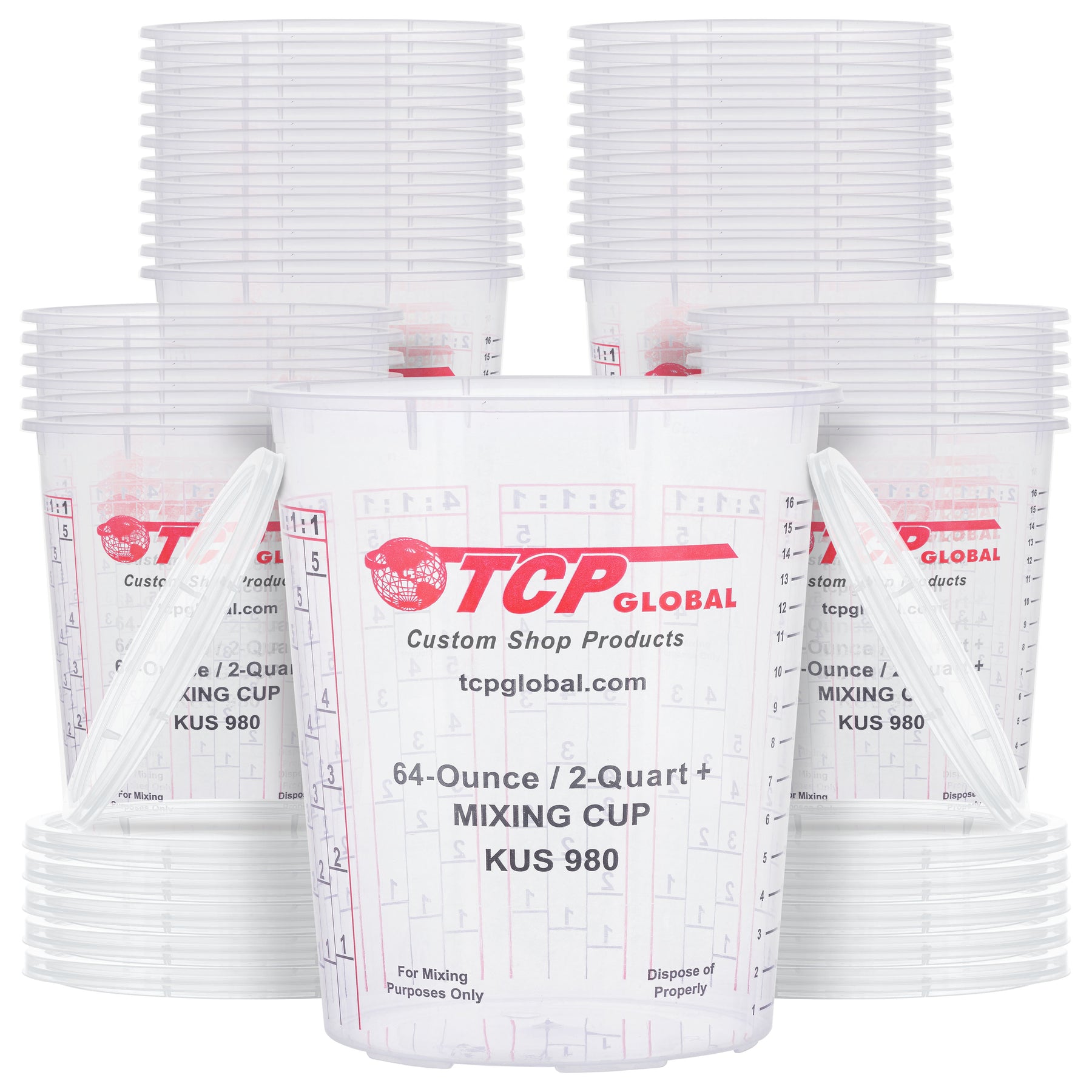2 Quart Paint Mixing Cup, Quick Mix Measuring, Plastic (36/Pack