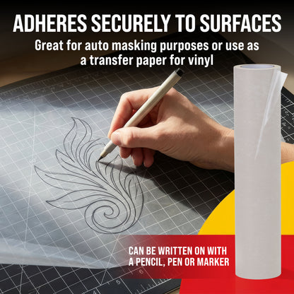 12" x 150' Frisket Masking Film Roll - Self-Adhesive Semi-Transparent Medium-Tack for Artists, Airbrush Graphics, Automotive Painting, Stencil