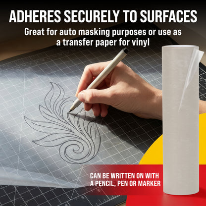 12" x 30' Frisket Masking Film Roll - Self-Adhesive Semi-Transparent Medium-Tack for Artists, Airbrush Graphics, Automotive Painting, Stencil Making