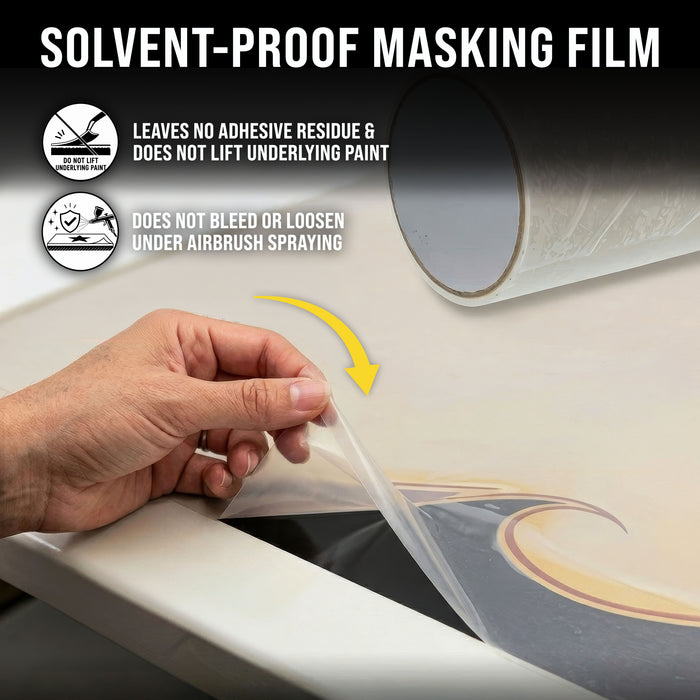 12" x 30' Frisket Masking Film Roll - Self-Adhesive Semi-Transparent Medium-Tack for Artists, Airbrush Graphics, Automotive Painting, Stencil Making, Design Transfer